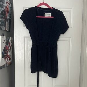 Navy Blue Short Sleeve Cardigan